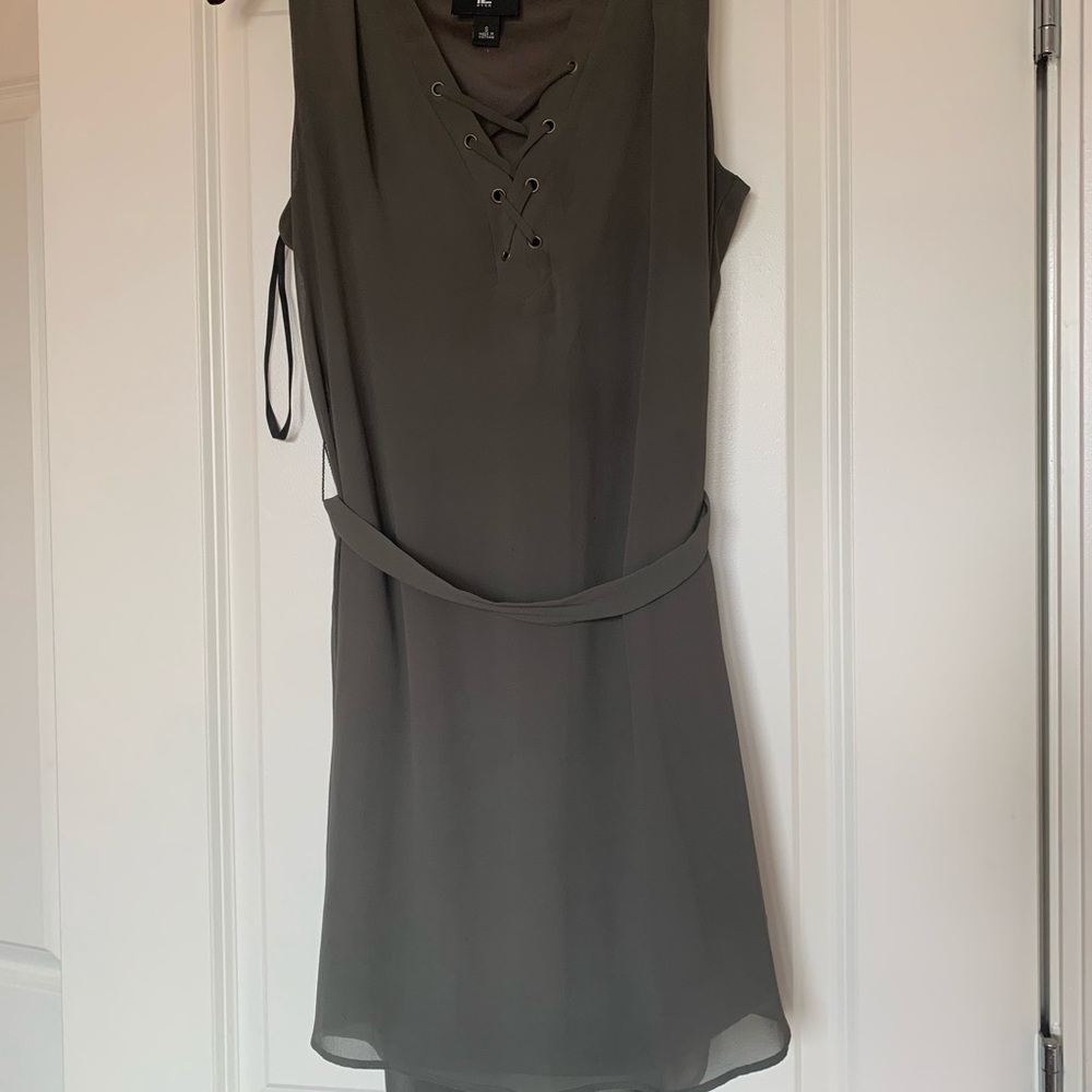Sleeveless olive green mini dress